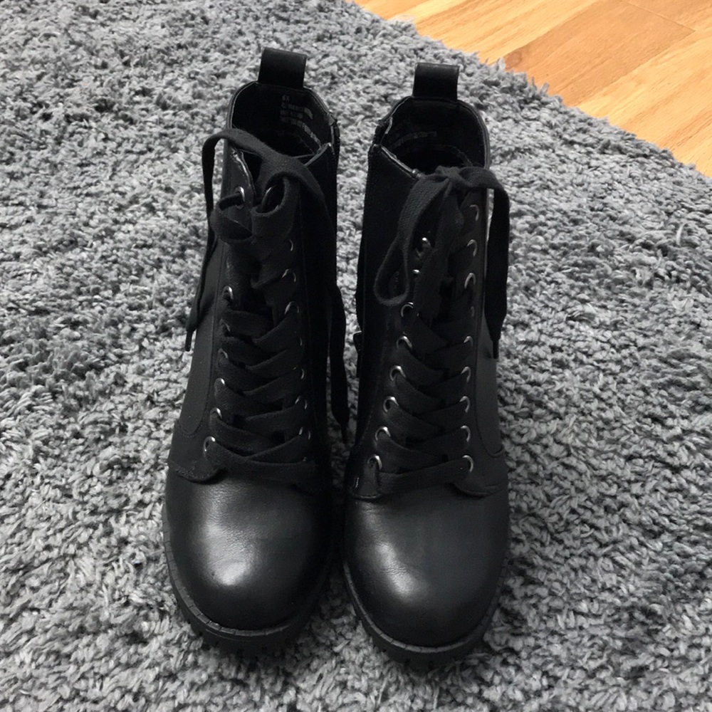 Black Lace-Up Booties